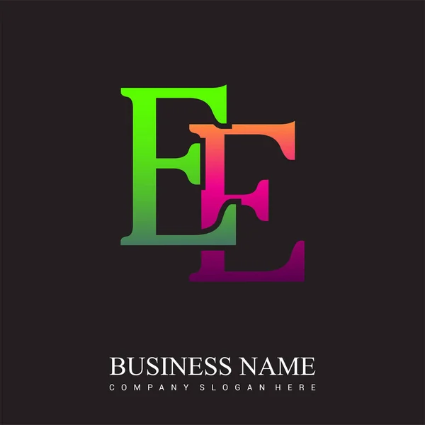 Initiële Letter Logo Roze Groen Gekleurd Vector Logo Design Template — Stockvector