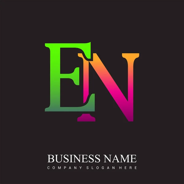首字母标识En彩色粉色和绿色 向量标识设计模板元素为您的企业或公司身份 — 图库矢量图片