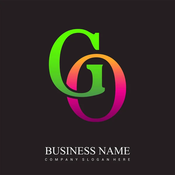 Logo Lettre Initiale Coloré Rose Vert Éléments Modèle Conception Logo — Image vectorielle