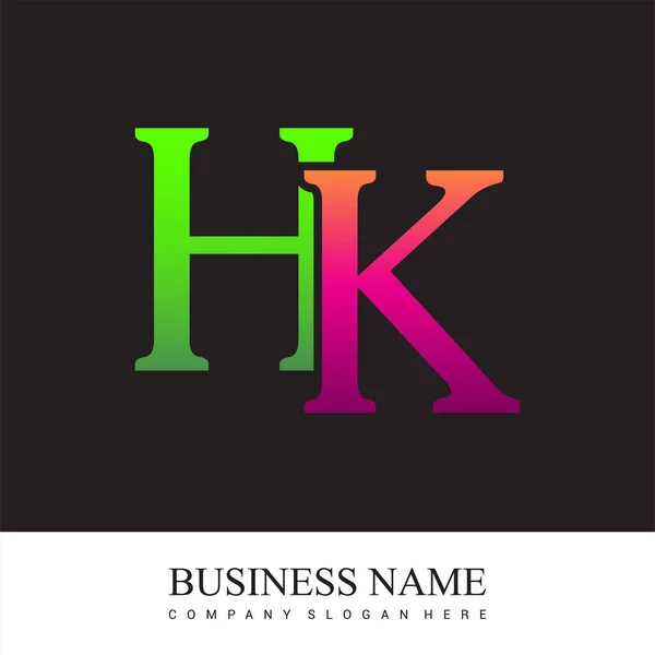 Harf Logosu Hong Kong Pembe Yeşil Renkli Vector Logo Tasarım — Stok Vektör