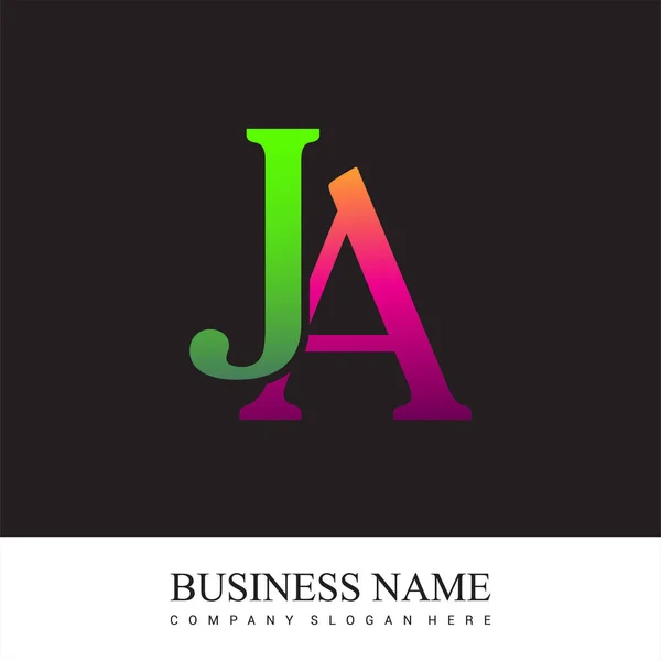 Logotipo Carta Inicial Colorido Rosa Verde Vector Logotipo Design Elementos — Vetor de Stock