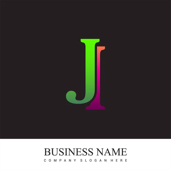 Logotipo Carta Inicial Colorido Rosa Verde Vector Logotipo Design Elementos — Vetor de Stock