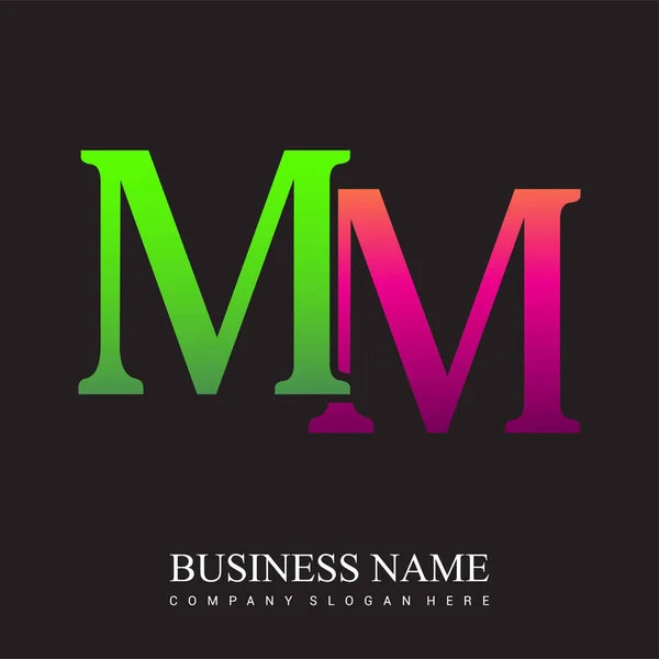 Lettre Initiale Logo Coloré Rose Vert Éléments Modèle Conception Logo — Image vectorielle