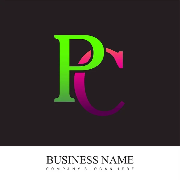 Anfangsbuchstaben Logo Rosa Und Grün Gefärbt Vector Logo Design Vorlagenelemente — Stockvektor