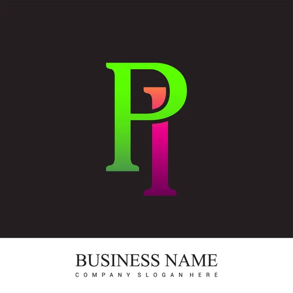 Początkowe Logo Literowe Kolorowe Różowe Zielone Wektorowe Elementy Szablonu Projektu — Wektor stockowy