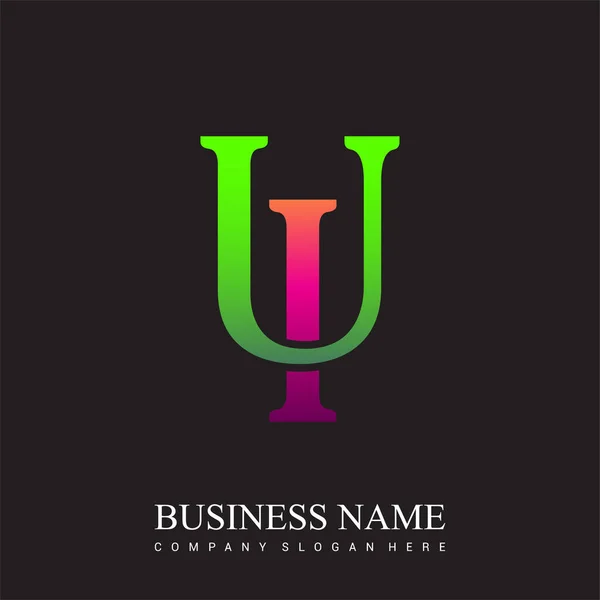 Letra Inicial Logotipo Interfaz Usuario Color Rosa Verde Elementos Plantilla — Vector de stock