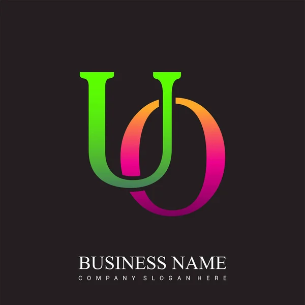 Initiële Letter Logo Gekleurde Roze Groene Vector Logo Ontwerp Template — Stockvector