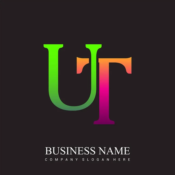 Initiële Letter Logo Gekleurd Roze Groen Vector Logo Design Template — Stockvector
