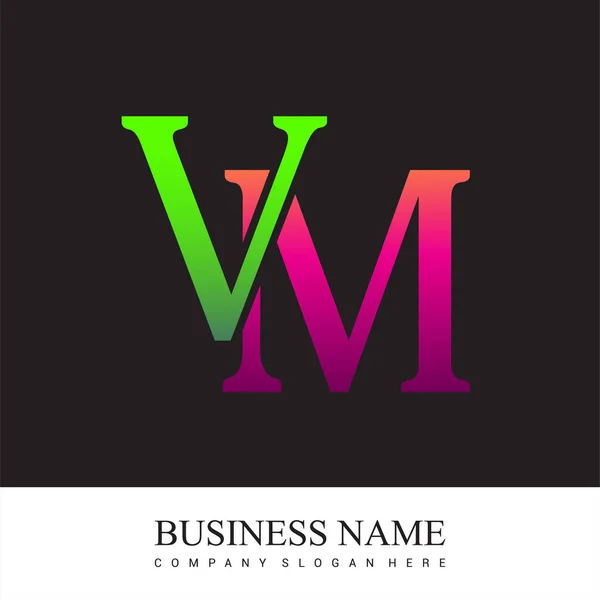 Initial Letter Logo Colored Pink Green Vector Logo Design Template — Stock Vector