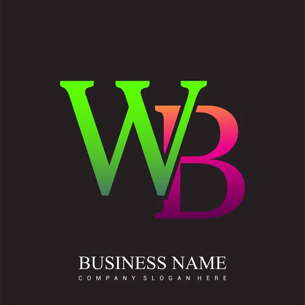首字母标识Wb颜色粉色和绿色 向量标识设计模板元素为您的企业或公司身份 — 图库矢量图片
