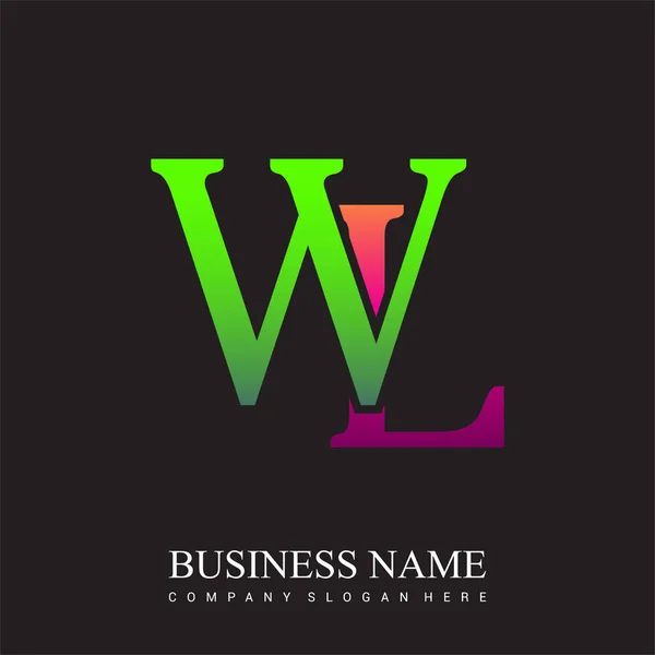 Insignia Inicial Color Rosa Verde Elementos Plantilla Diseño Logotipo Vectorial — Vector de stock