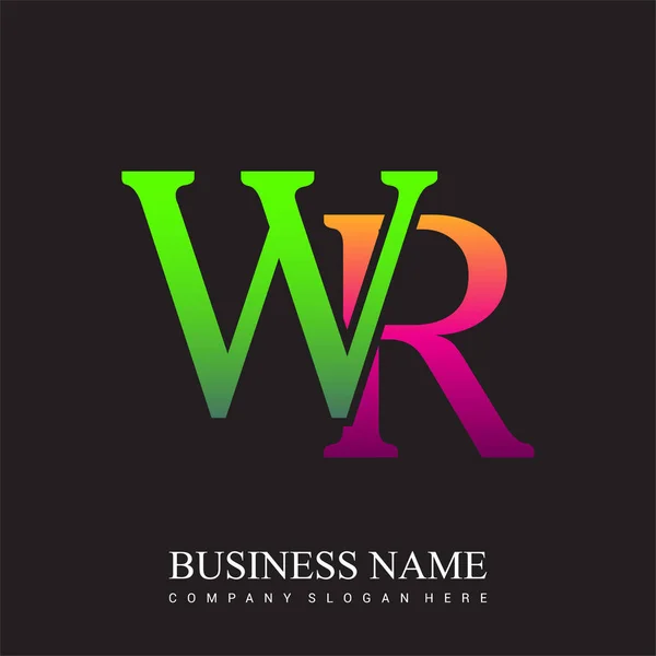 Initiële Letter Logo Gekleurd Roze Groen Vector Logo Ontwerp Template — Stockvector