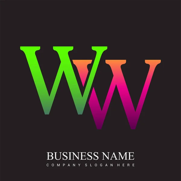 Logotipo Inicial Letra Color Rosa Verde Elementos Plantilla Diseño Logotipo — Vector de stock