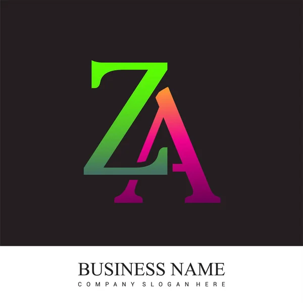 Initiële Letter Logo Gekleurd Roze Groen Vector Logo Design Template — Stockvector