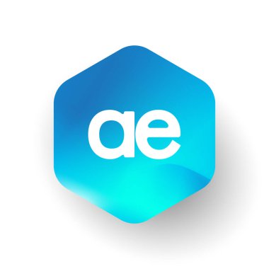 Altıgen şekilli AE logosu ve renkli arkaplan, iş ve şirket kimliği için harf kombinasyonu logosu tasarımı.