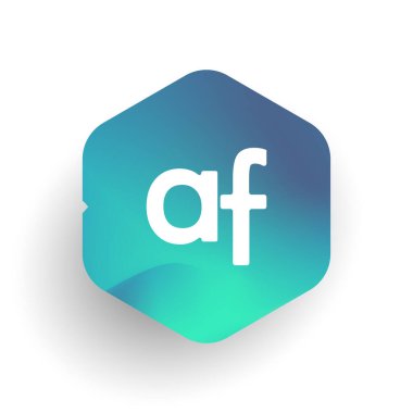 Altıgen şekilli AF logosu ve renkli arkaplan, iş ve şirket kimliği için harf kombinasyonu logosu tasarımı.