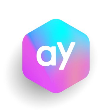 Altıgen şekilli AY logosu ve renkli arkaplan, iş ve şirket kimliği için harf kombinasyonu logosu tasarımı.