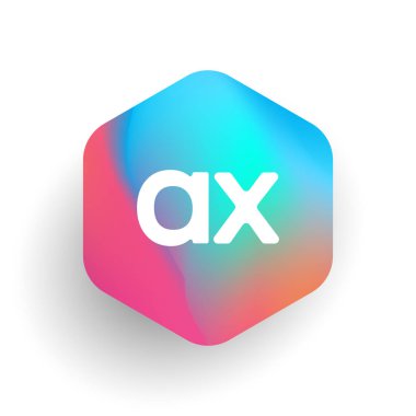 Altıgen şekilli AX logosu ve renkli arkaplan, iş ve şirket kimliği için harf kombinasyonu logosu tasarımı.