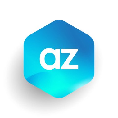 Altıgen şekilli AZ logosu ve renkli arkaplan, iş ve şirket kimliği için harf kombinasyonu logosu tasarımı.