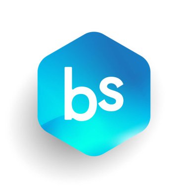 Altıgen şekilli ve renkli arkaplan şeklinde BS harfi logosu, iş ve şirket kimliği için harf kombinasyonu tasarımı.