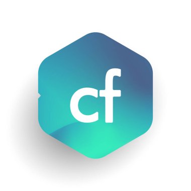 CF logosu altıgen şekilli ve renkli arkaplan, iş ve şirket kimliği için harf birleşimi logosu tasarımı.