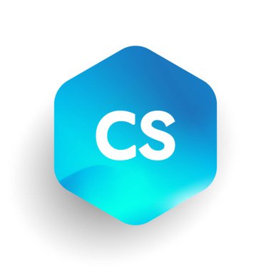 Altıgen şekilli CS logosu ve renkli arkaplan, iş ve şirket kimliği için harf kombinasyonu logosu tasarımı.