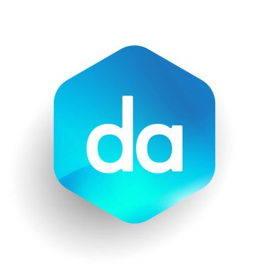 Altıgen şekilli ve renkli arkaplan içeren bölge savcısı logosu, iş ve şirket kimliği için harf kombinasyonu tasarımı.