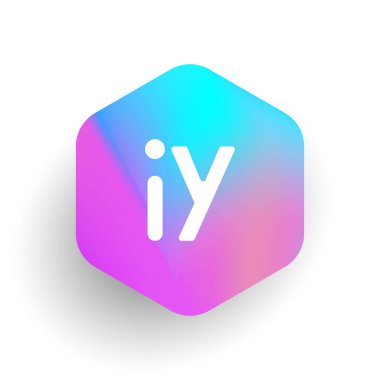 Altıgen şekilli ve renkli arkaplan şeklinde IY logosu, iş ve şirket kimliği için harf kombinasyonu tasarımı.