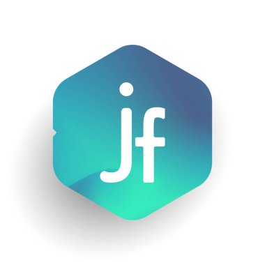 Letter JF logo in hexagon shape and colorful background, letter combination logo design for business and company identity. vector