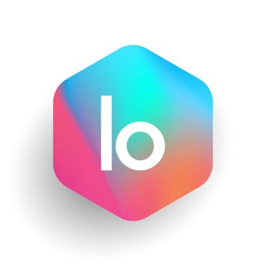Altıgen şekilli LO logosu ve renkli arkaplan, iş ve şirket kimliği için harf kombinasyonu logosu tasarımı.