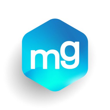 Altıgen şekilli MG logosu ve renkli arkaplan, iş ve şirket kimliği için harf kombinasyonu logosu tasarımı.