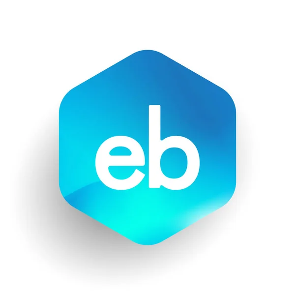 字母Eb六边形标识 色彩艳丽的背景 字母组合标识设计 适用于企业和公司的标识 — 图库矢量图片