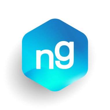 Altıgen şekilli ve renkli arkaplan içeren NG harfi logosu, iş ve şirket kimliği için harf kombinasyonu tasarımı.