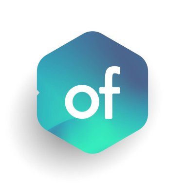 Altıgen şekilli ve renkli arkaplan içinde logo harfi, iş ve şirket kimliği için harf kombinasyonu tasarımı.