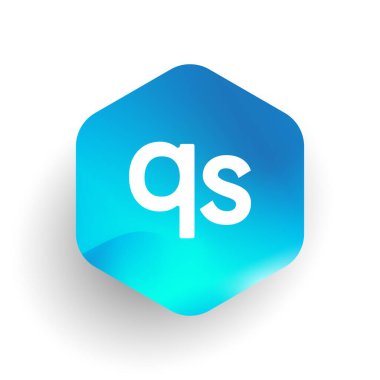 Altıgen şekilli QS logosu ve renkli arkaplan, iş ve şirket kimliği için harf kombinasyonu logosu tasarımı.