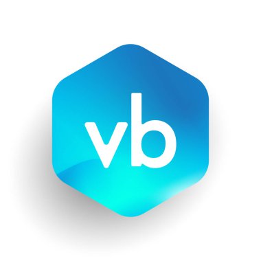 Altıgen şekilli VB logosu ve renkli arkaplan, iş ve şirket kimliği için harf kombinasyonu logosu tasarımı.