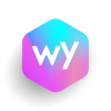 Altıgen şekilli WY logosu ve renkli arkaplan, iş ve şirket kimliği için harf kombinasyonu logosu tasarımı.