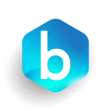 Altıgen şekilli ve renkli arkaplan içinde B harfi logosu, iş ve şirket kimliği için harf kombinasyonu tasarımı.