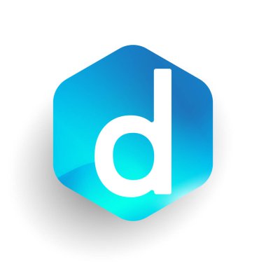 Altıgen şekilli D harfi logosu ve renkli arkaplan, iş ve şirket kimliği için harf kombinasyonu logosu tasarımı.