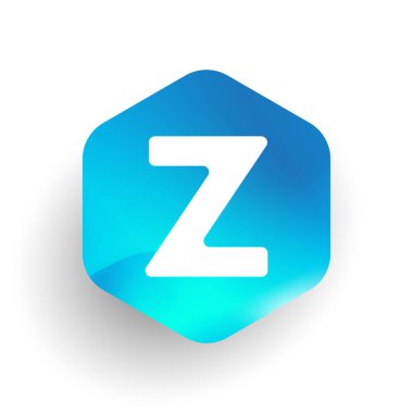 Altıgen şekilli ve renkli arkaplan içinde Z harfi logosu, iş ve şirket kimliği için harf kombinasyonu tasarımı.