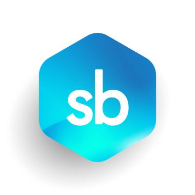 Altıgen şekilli SB logosu ve renkli arkaplan, iş ve şirket kimliği için harf kombinasyonu logosu tasarımı.