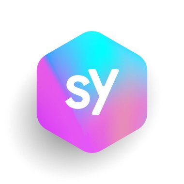 Altıgen şekilli SY logosu ve renkli arkaplan, iş ve şirket kimliği için harf kombinasyonu logosu tasarımı.