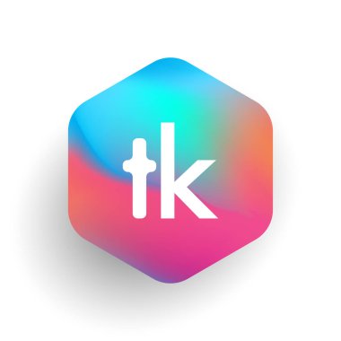 Altıgen şekilli ve renkli arkaplan, iş ve şirket kimliği için harf kombinasyonu logosu tasarımı.