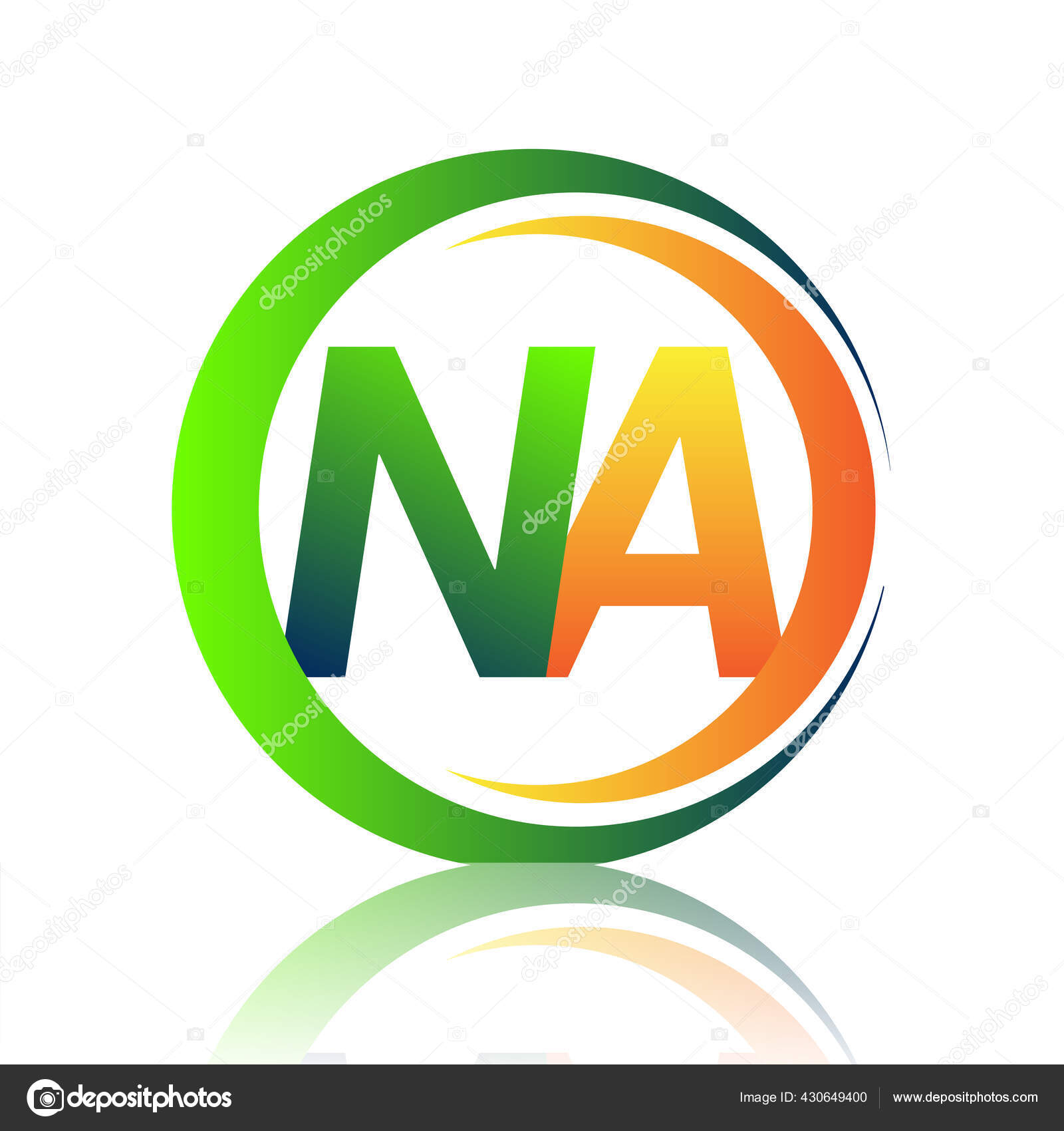 Initial Letter Logo Company Name Green Orange Color Circle Swoosh