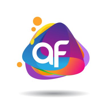 Renkli arka planı olan AF logosu, yaratıcı endüstri, web, iş ve şirket için harf kombinasyonu tasarımı.