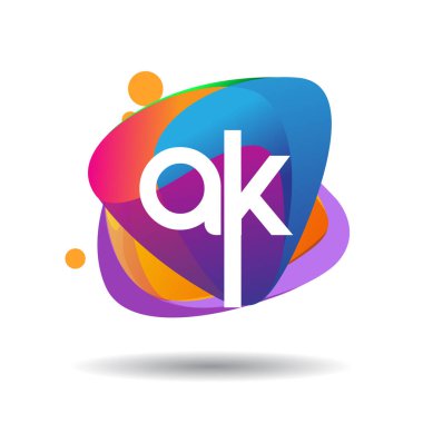 Kalaşnikof logosu renkli arka planda, harf kombinasyonu tasarımında yaratıcı endüstri, web, iş ve şirket için.