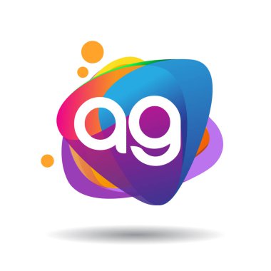 Renkli arkaplanı olan AG logosu, yaratıcı endüstri, web, iş ve şirket için harf kombinasyonu tasarımı.