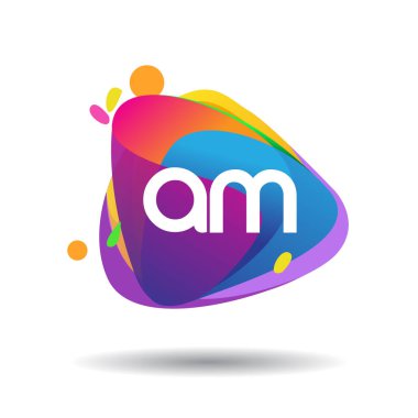 Renkli arka planı olan AM harfi logosu, yaratıcı endüstri, web, iş ve şirket için harf kombinasyonu tasarımı.