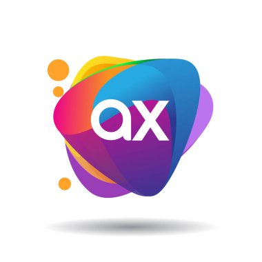 Renkli arka planı olan AX logosu, yaratıcı endüstri, web, iş ve şirket için harf kombinasyonu tasarımı.