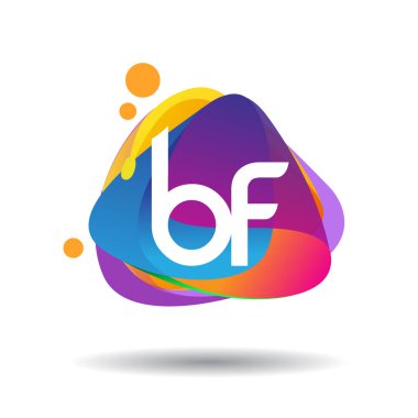 Renkli arka planlı BF logosu, yaratıcı endüstri, web, iş ve şirket için harf kombinasyonu tasarımı.